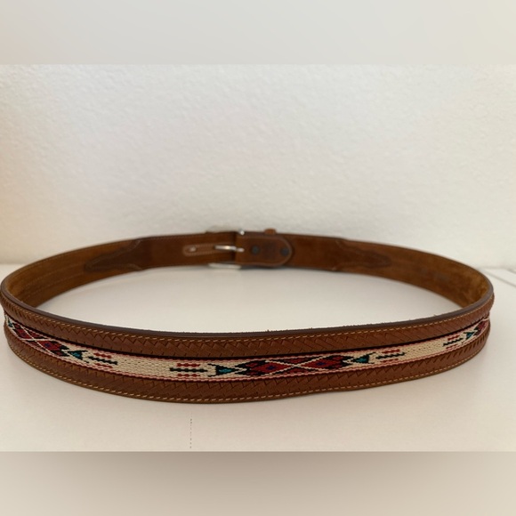 Tony Lama Laced Edge Horsehair Ribbon Western Leather Belt - Picture 7 of 12